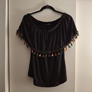 Cha Cha Vente Women's Black Off The Shoulder Embellished Blouse